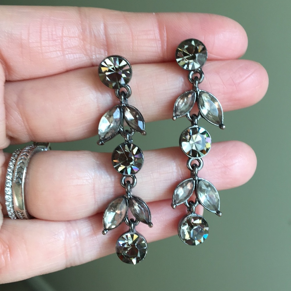 Gray Crystal Drop Statement Earrings - image 4